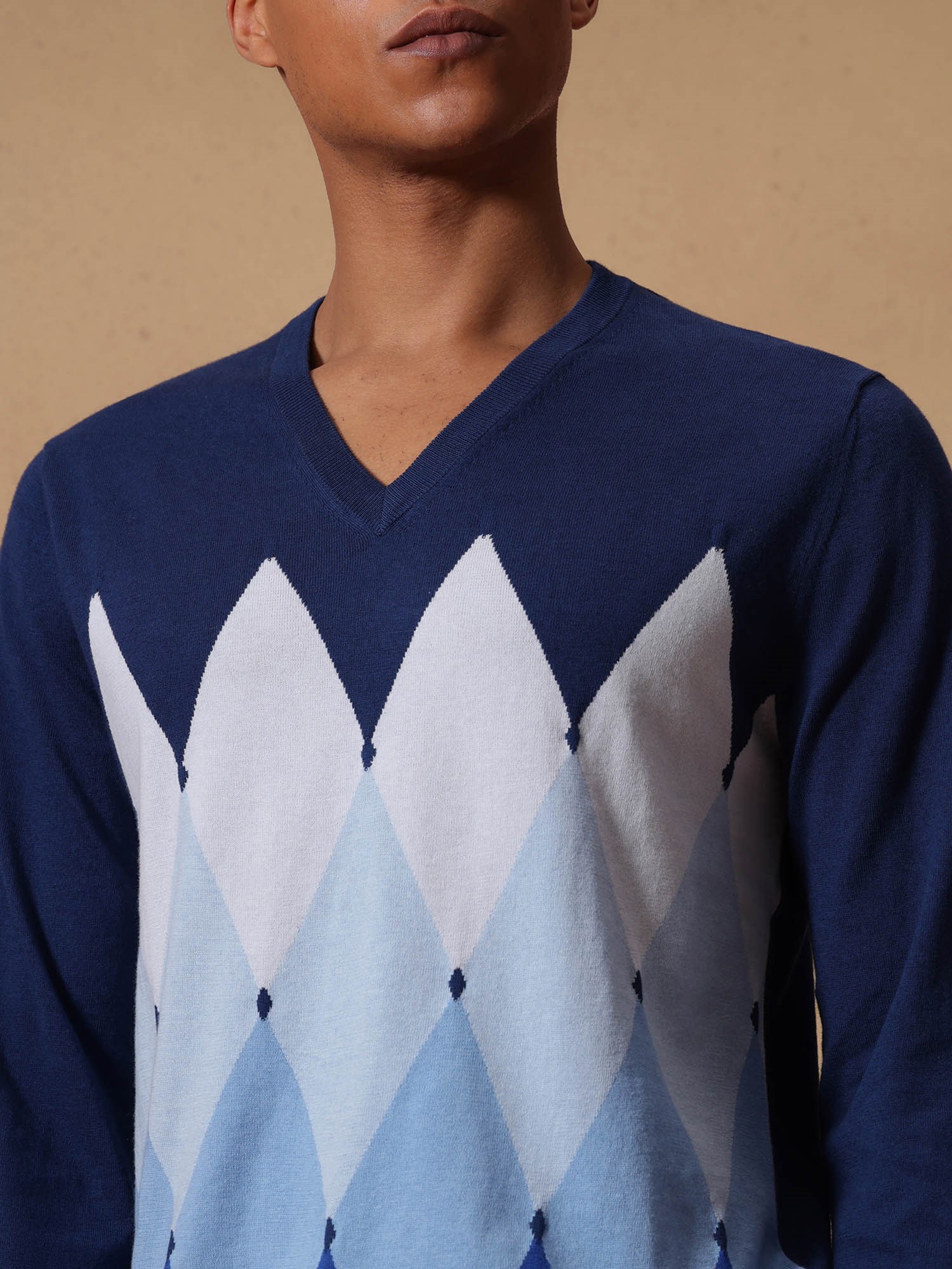 Ballantyne CLASSIC DIAMOND V NECK IN COTTON & CASHMERE - COD. B2P001 14CA8 93536