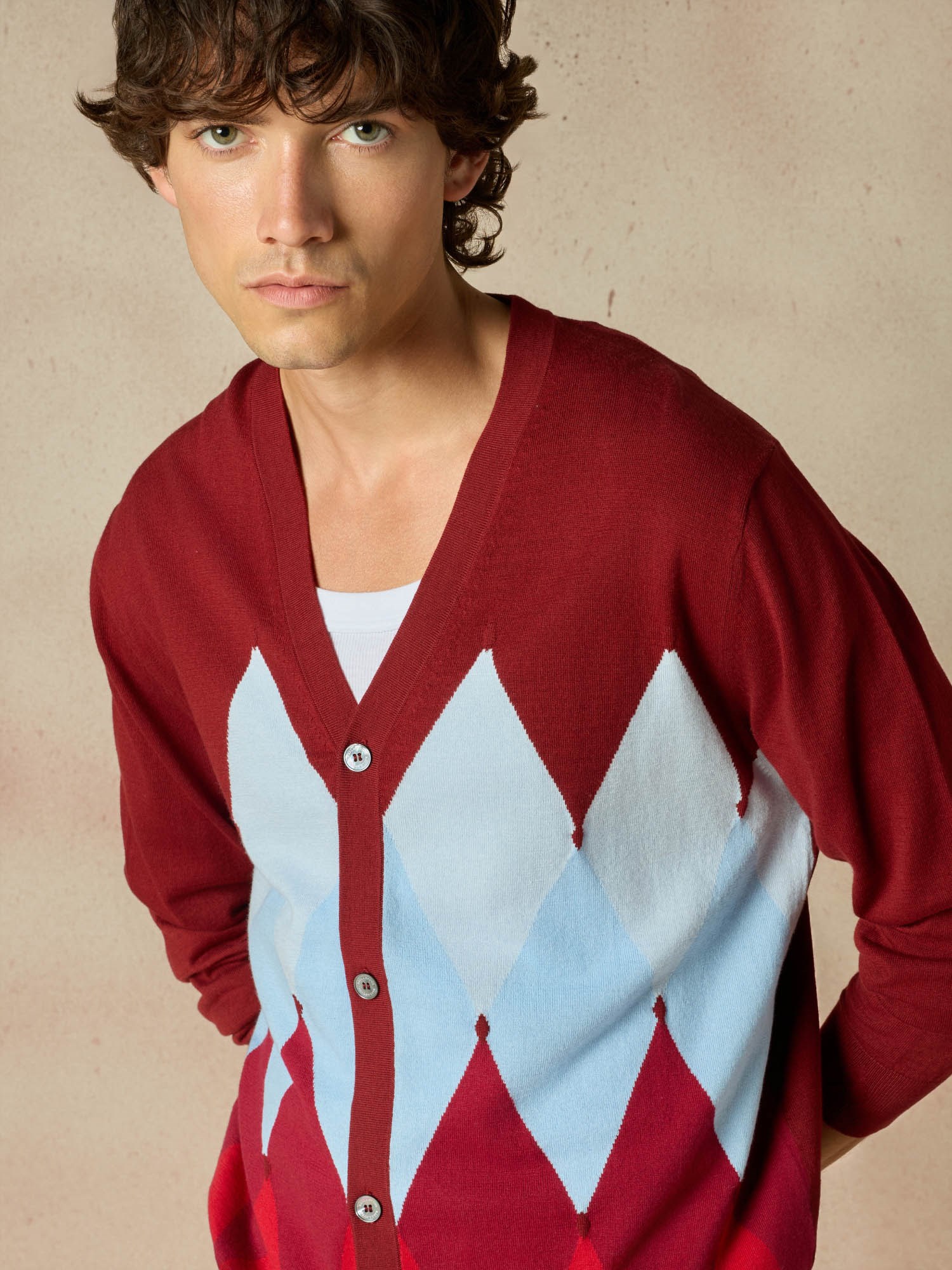Ballantyne CLASSIC DIAMOND V-NECK CARDIGAN - COD. B2K001 14CA8 92003