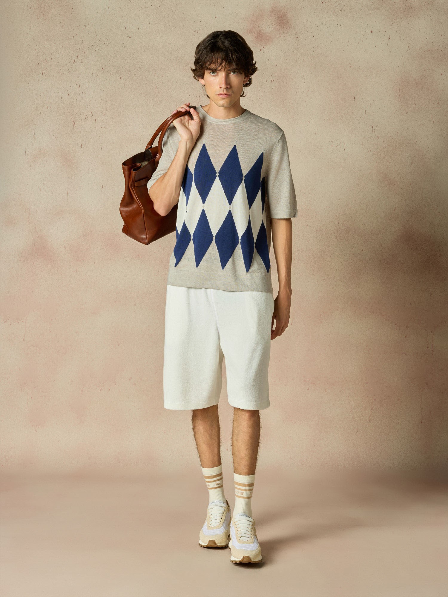Ballantyne CLASSIC DIAMOND T-SHIRT IN LINEN COTTON BLEND - COD. B2W025 14L20 95020