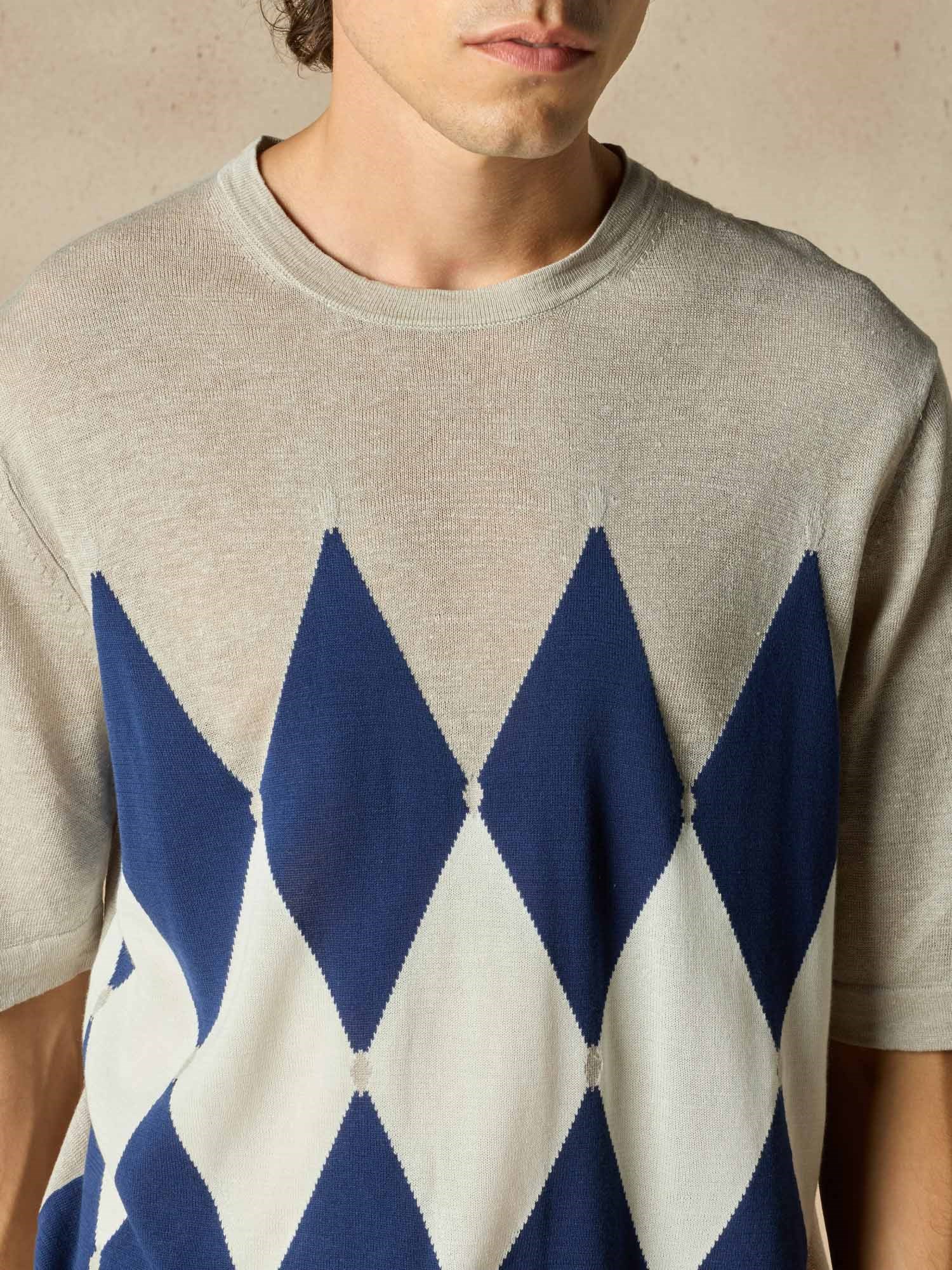 Ballantyne CLASSIC DIAMOND T-SHIRT IN LINEN COTTON BLEND - COD. B2W025 14L20 95020