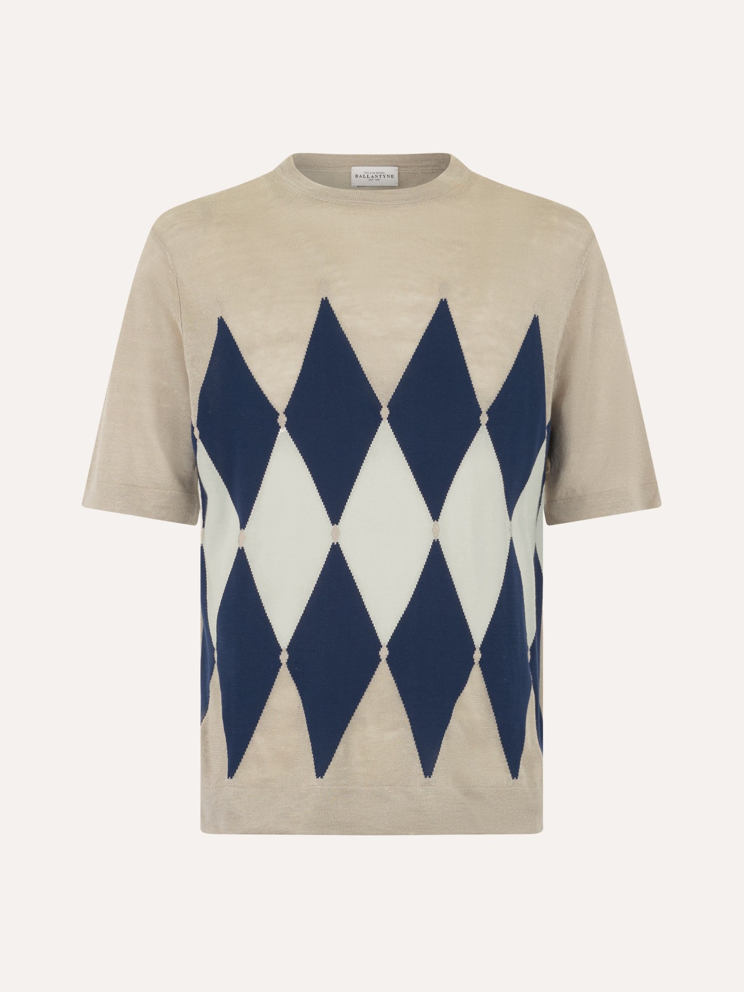 Ballantyne CLASSIC DIAMOND T-SHIRT IN LINEN COTTON BLEND - COD. B2W025 14L20 95020