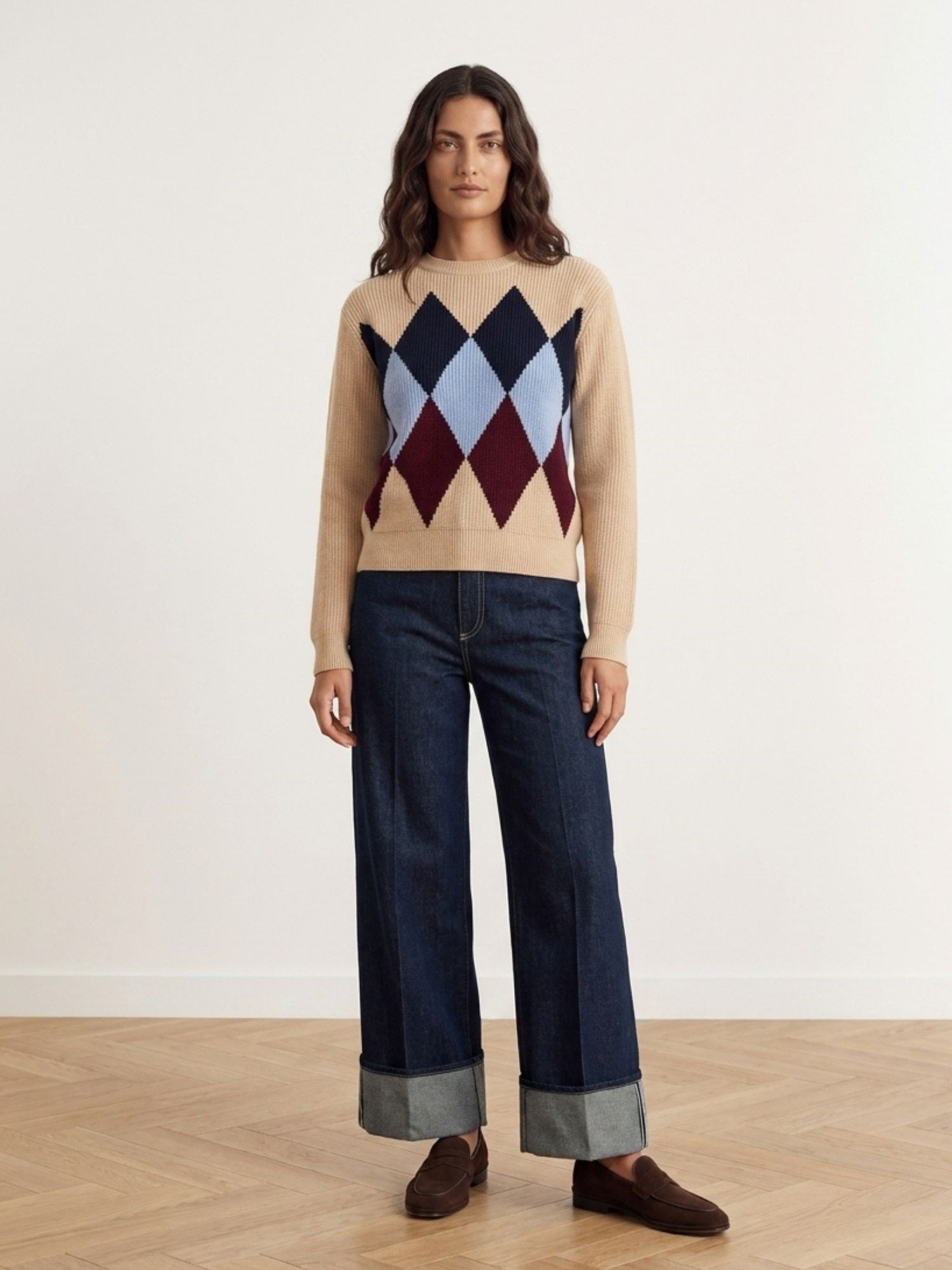 Ballantyne ROUNDNECK DIAMOND JUMPER IN COTTON - COD. B1P861 14C05 94041