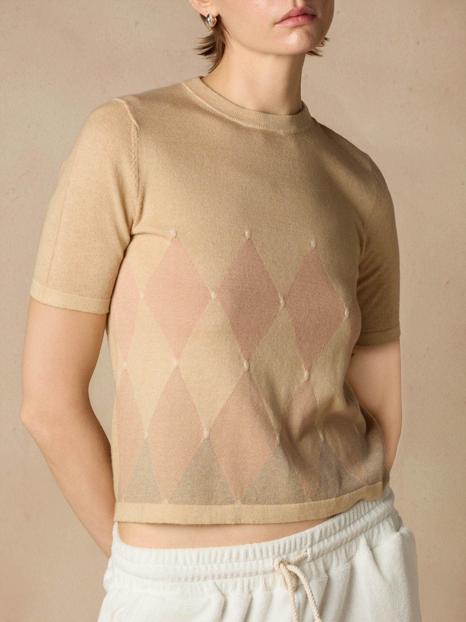 Ballantyne SHORT SLEEVED DIAMOND JUMPER - COD. B1W294 12C01 11204