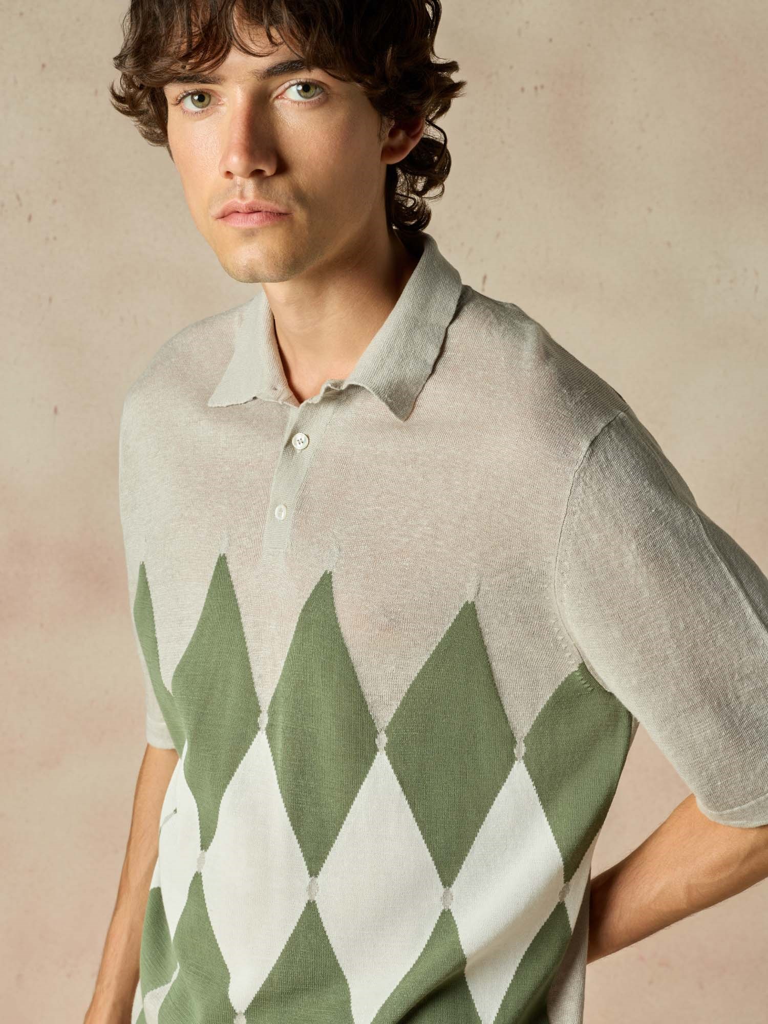 Ballantyne DIAMOND LINEN AND COTTON POLO - COD. B2W026 14L20 95019