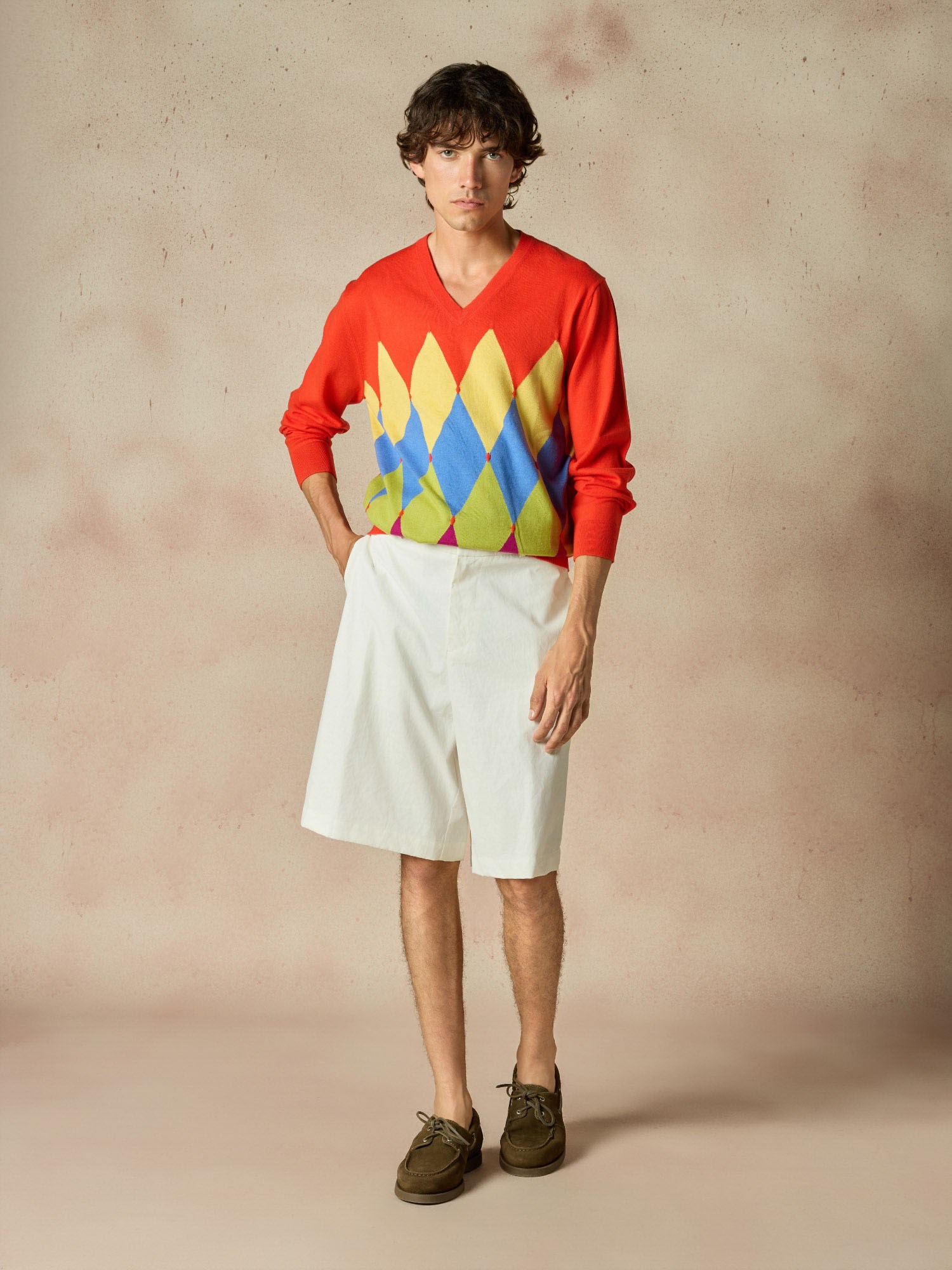 Ballantyne CLASSIC DIAMOND V-NECK IN COTTON AND CASHMERE - COD. B2P001 14CA8 92004