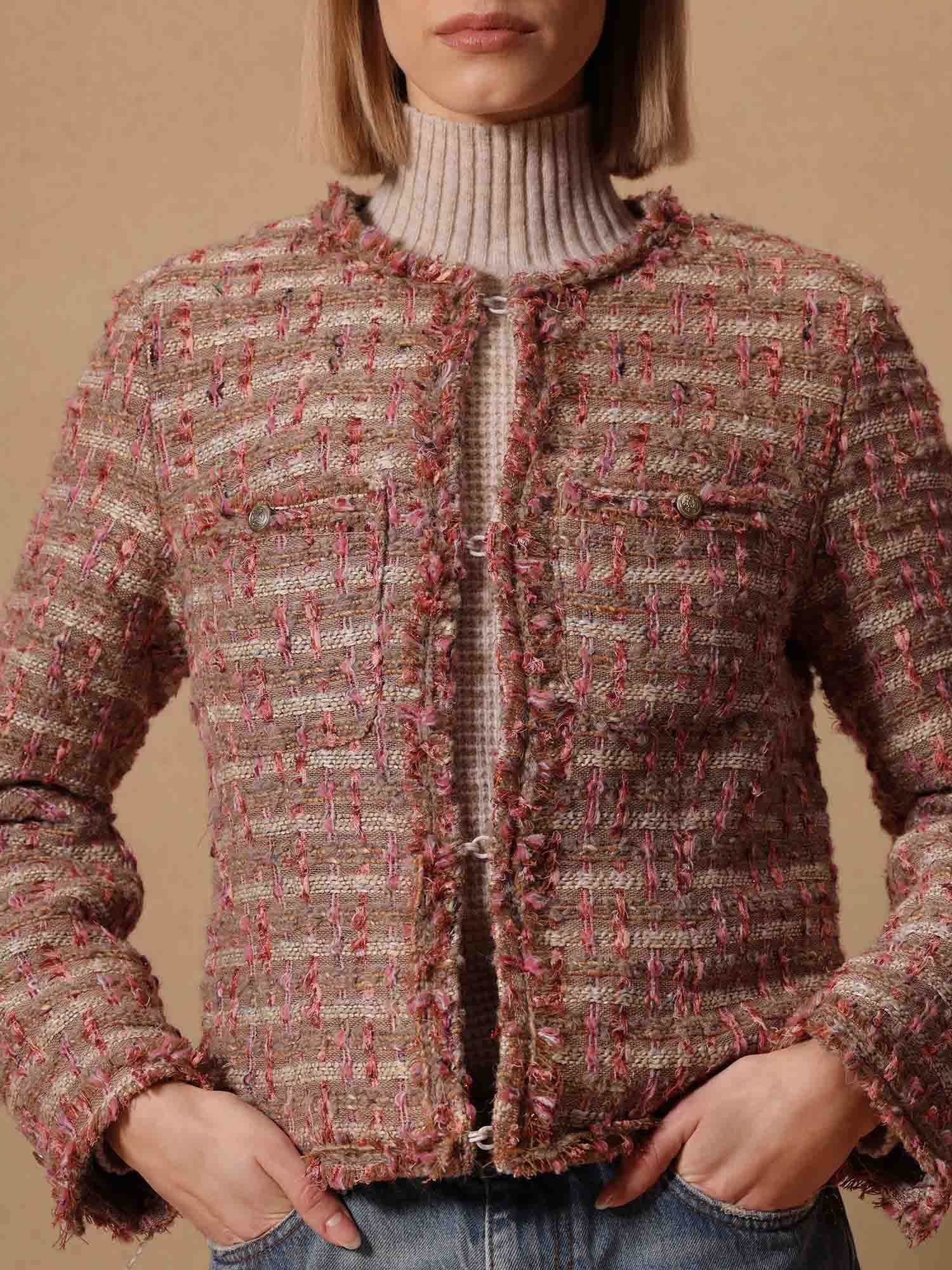 Ballantyne WOMEN'S BOUCLÉ JACKET WITH FRINGED TRIMS - COD. BLJ059 KWR00 74017