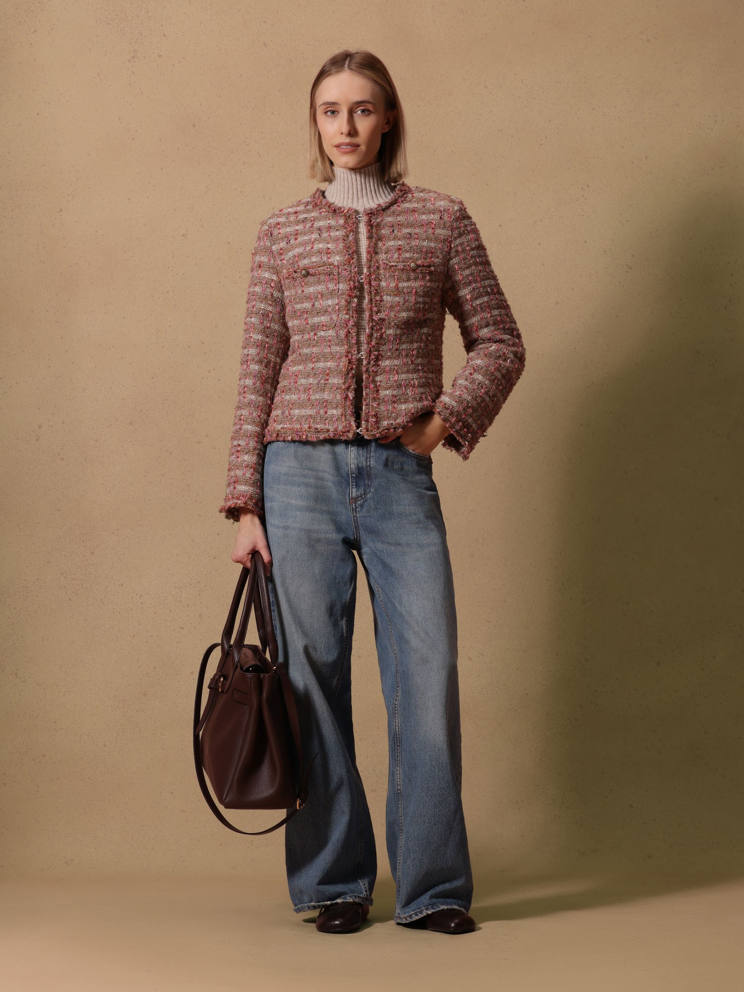 Ballantyne WOMEN'S BOUCLÉ JACKET WITH FRINGED TRIMS - COD. BLJ059 KWR00 74017