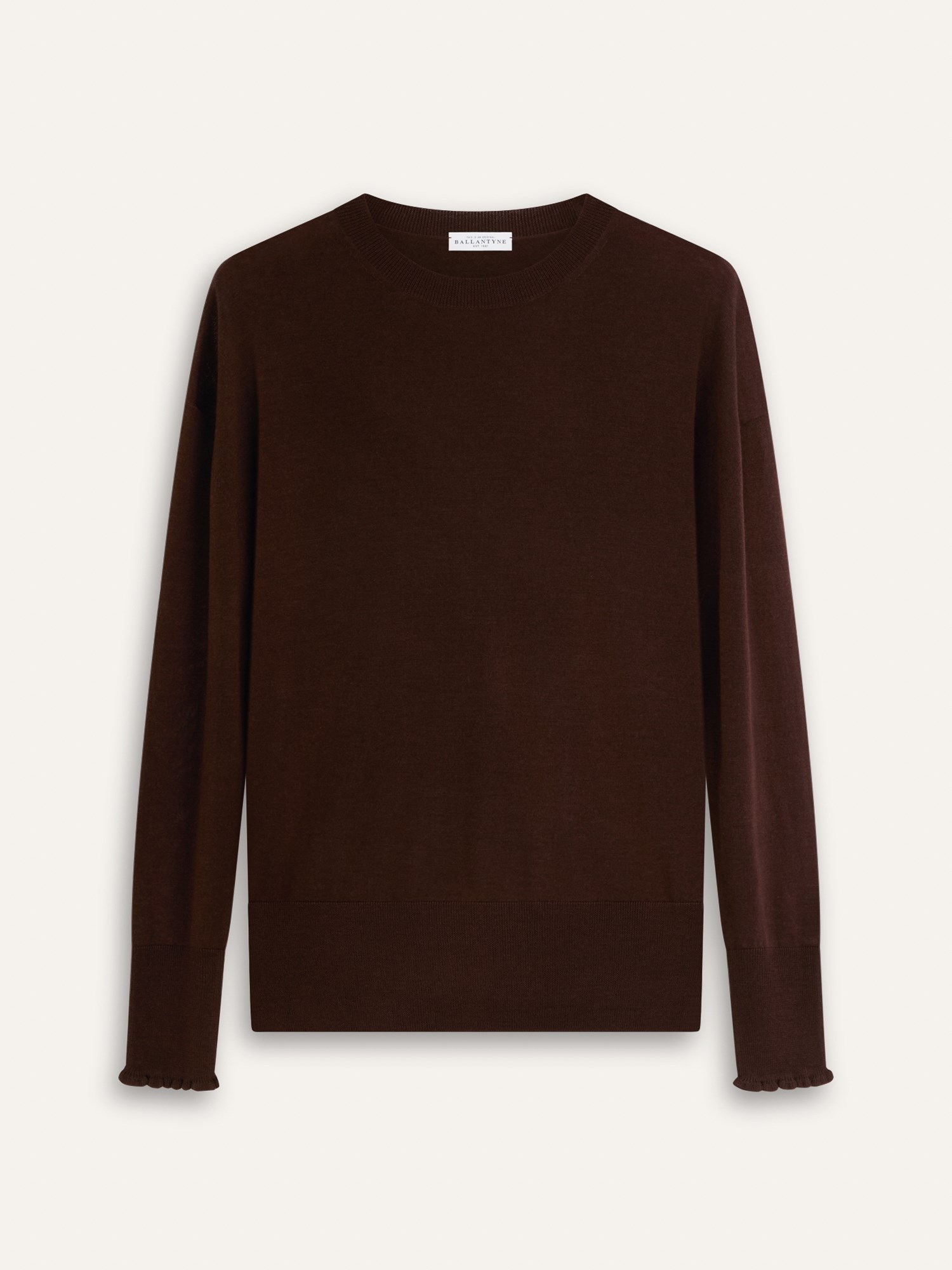 Ballantyne DAMEN RUNDHALS-PULLOVER AUS 100% WOLLE MIT RUSCHENBUNDCHEN - COD. B1P903 16W39 14677
