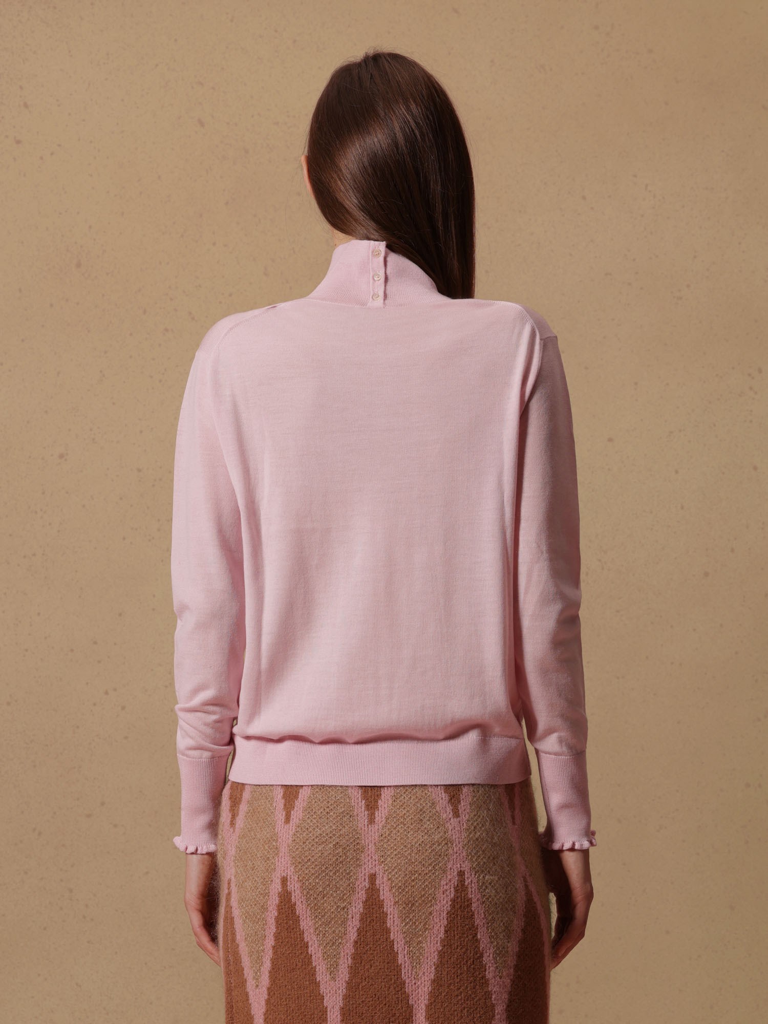 Ballantyne DAMEN STEHKRAGEN-PULLOVER AUS 100% WOLLE MIT RUSCHENBUNDCHEN - COD. B1P902 16W39 11201