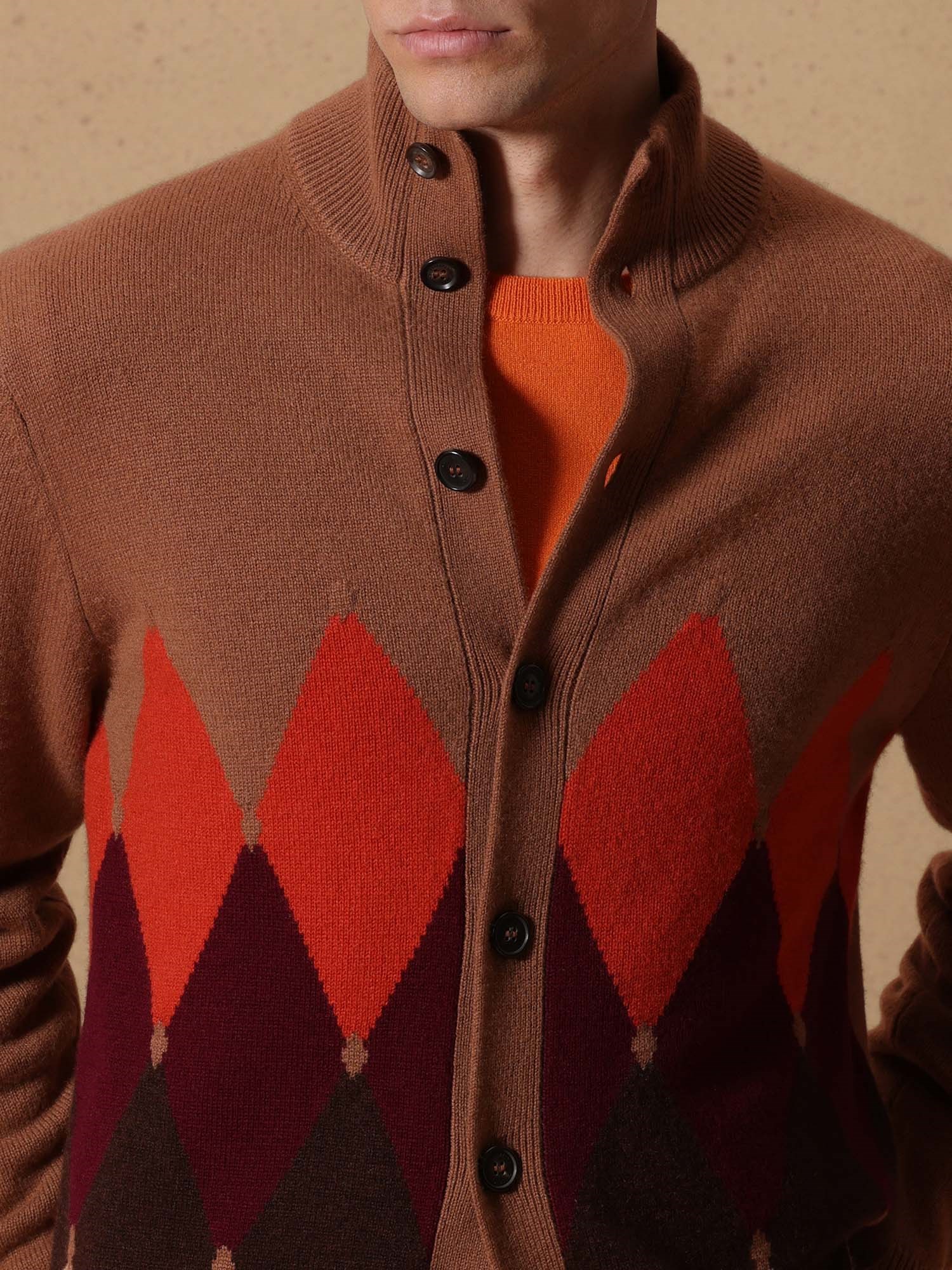 Ballantyne HERREN-HOCHHALS-DIAMANT-CARDIGAN AUS 100 % KASCHMIR - COD. B2K146 7K0A8 94084