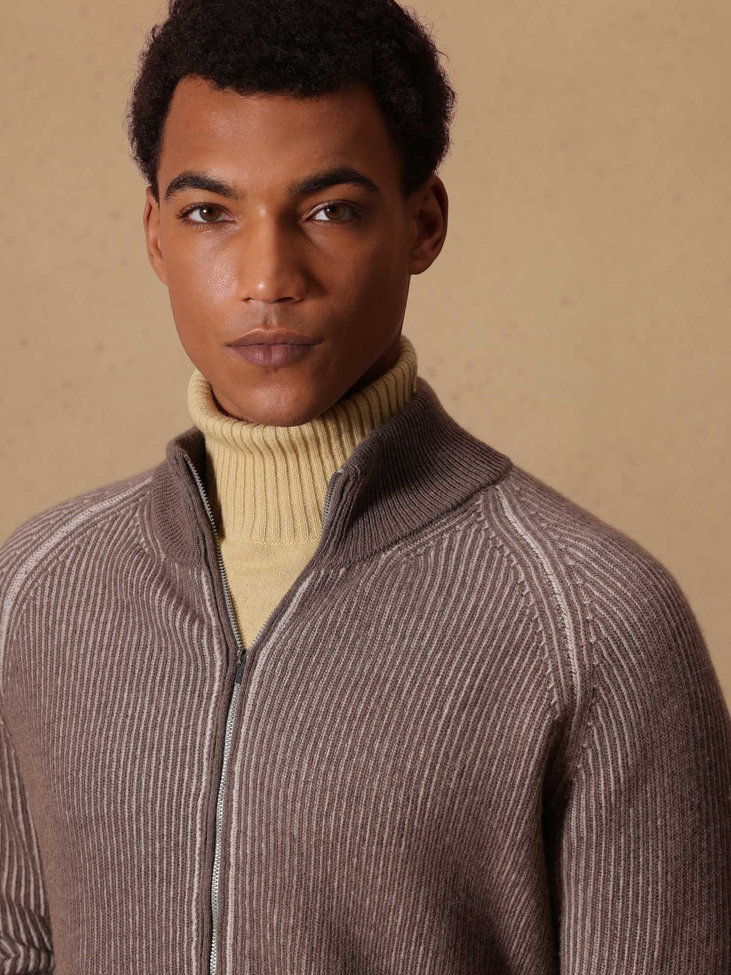 Ballantyne MENS RIBBED ZIPPED CARDIGAN IN 100% WOOL - COD. B2K174 7W027 94554