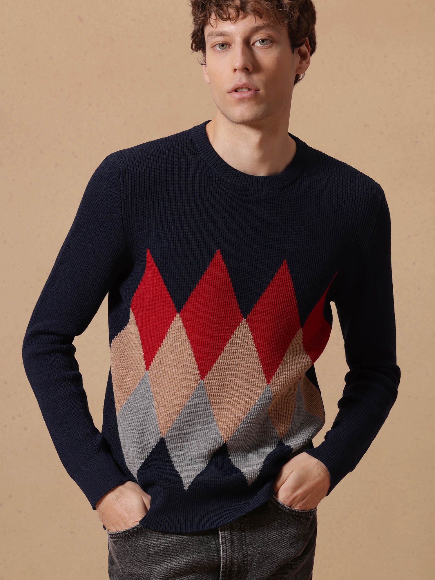 Ballantyne UOMO MAGLIA DIAMOND GIROCOLLO IN 100% LANA - COD. B2P000 14W02 93569