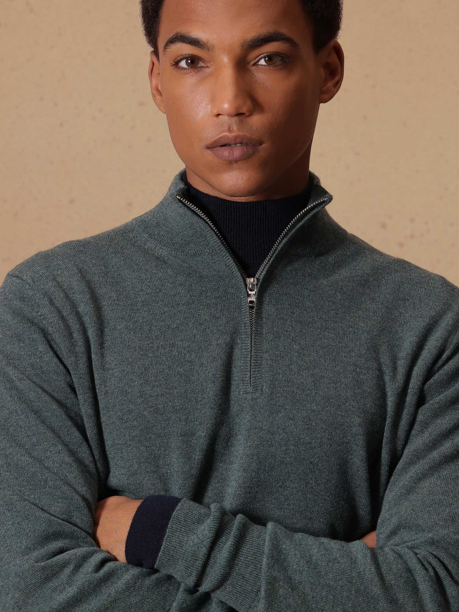 Ballantyne MENS HALF ZIP JUMPER IN 100% CASHMERE - COD. B2P206 12K00 12512
