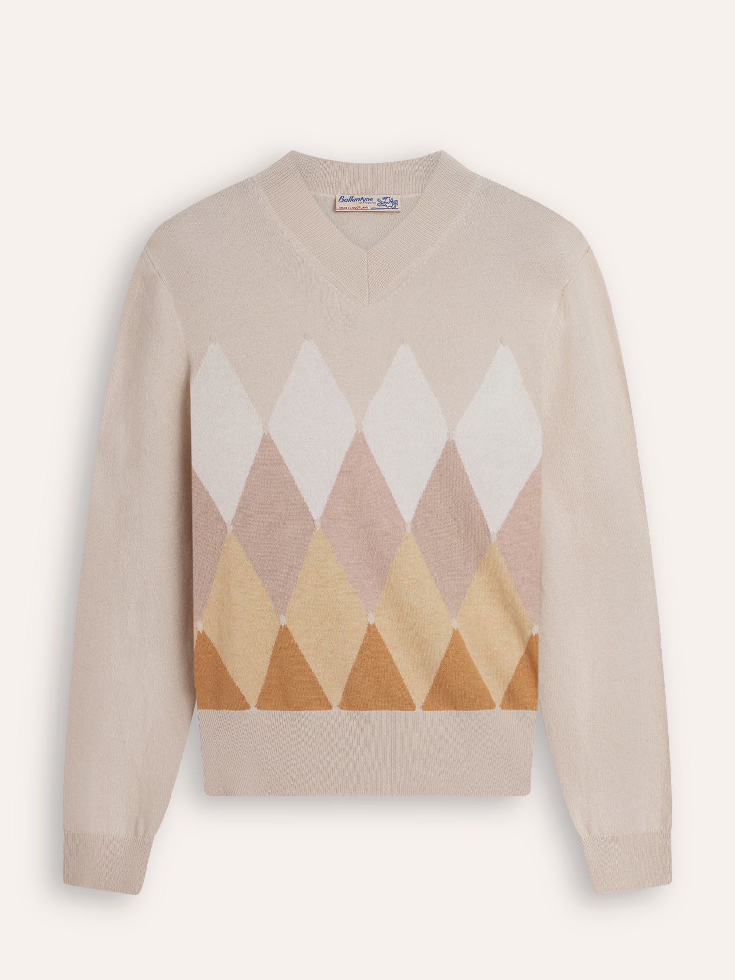 Ballantyne DAMEN V-AUSCHNITT-PULLOVER AUS 100% KASCHMIR MIT RAUTENMUSTER - COD. B1P905 12KA8 98035