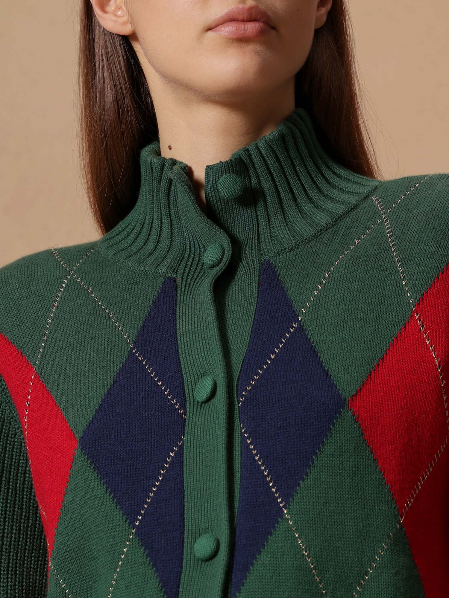 Ballantyne DONNA CARDIGAN ARGYLE A COLLO ALTO - COD. B1K416 7C023 92534