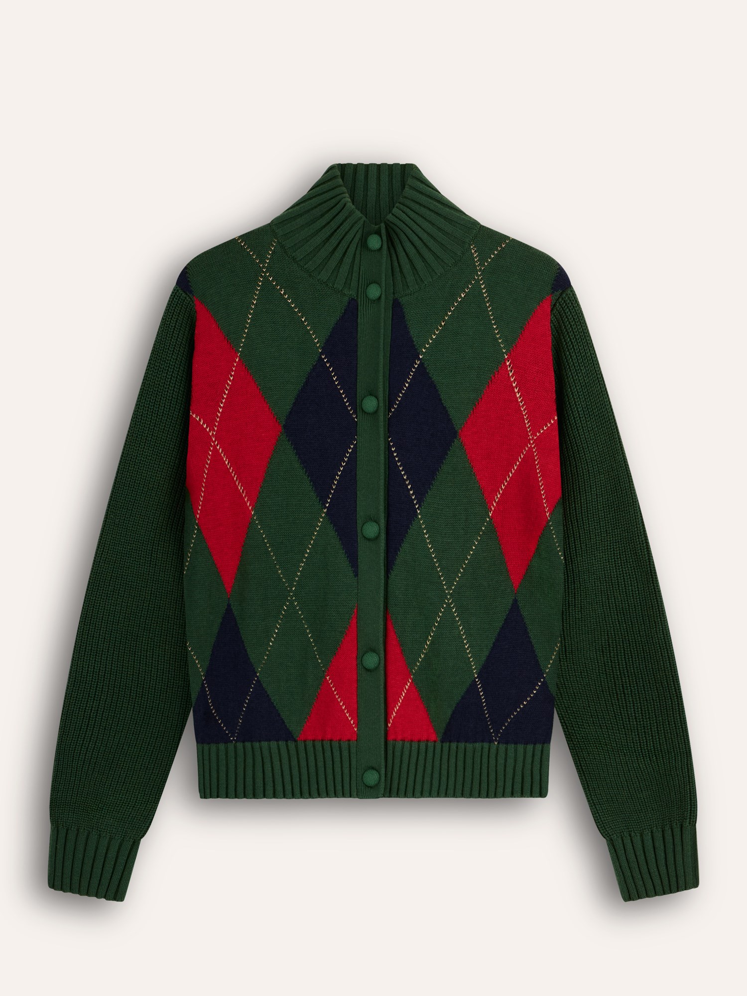 Ballantyne DAMEN HOCHGESCHLOSSENER STRICKCARDIGAN MIT ARGYLE-MUSTER - COD. B1K416 7C023 92534