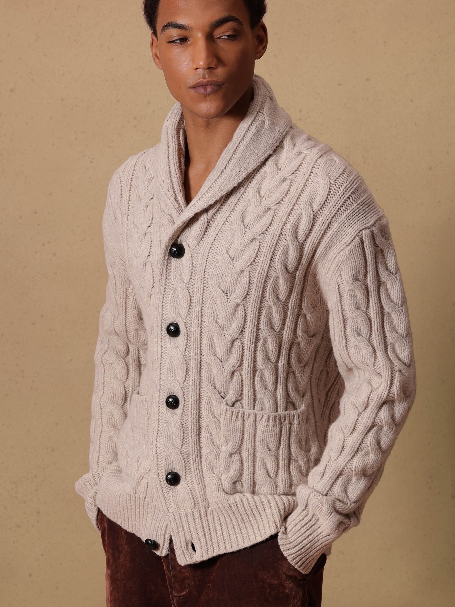 Ballantyne MENS BRAIDED CARDIGAN IN 100% WOOL - COD. B2K229 3W054 10171