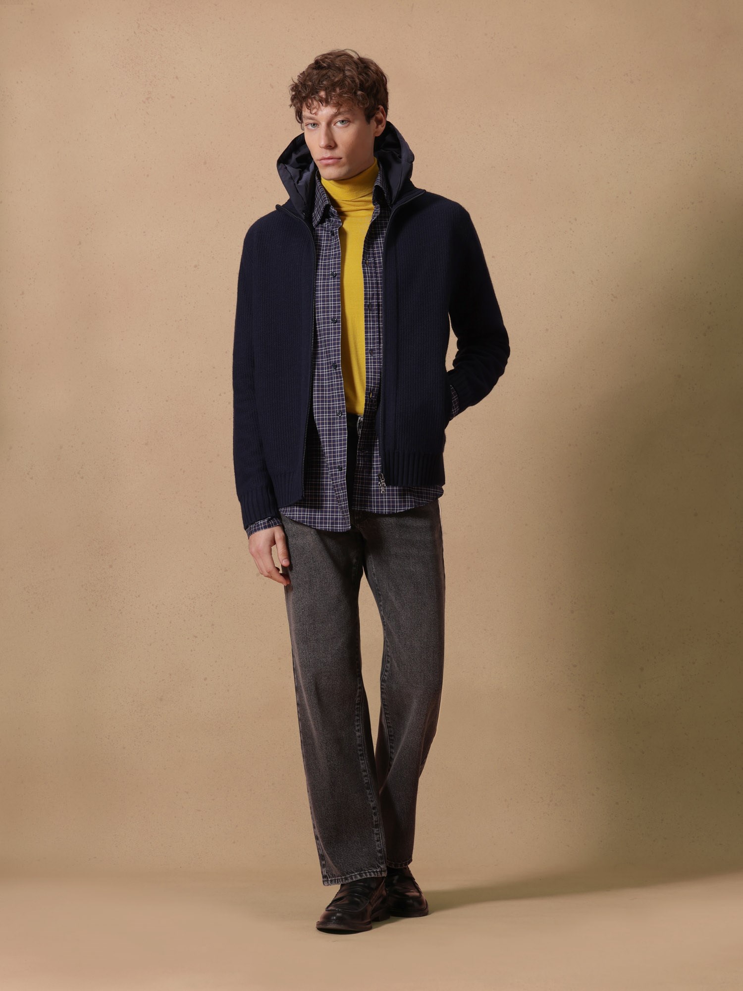 Ballantyne UOMO CARDIGAN CON CAPPUCCIO IN 100% LANA - COD. B2K227 7W019 13777