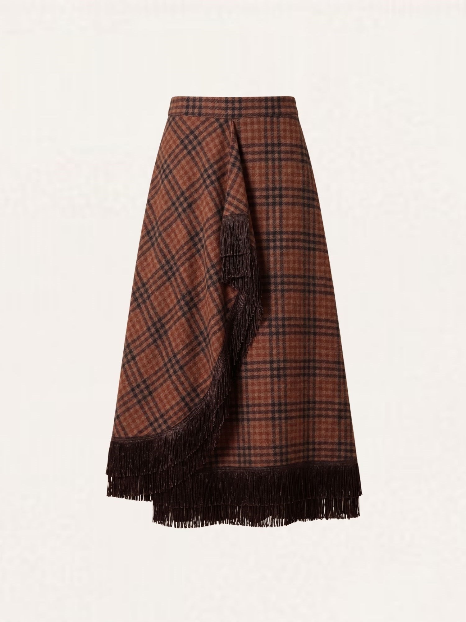 Ballantyne WOMENS CHECK PRINT WRAP SKIRT WITH FRINGE - COD. BLG185 QWR03 74042