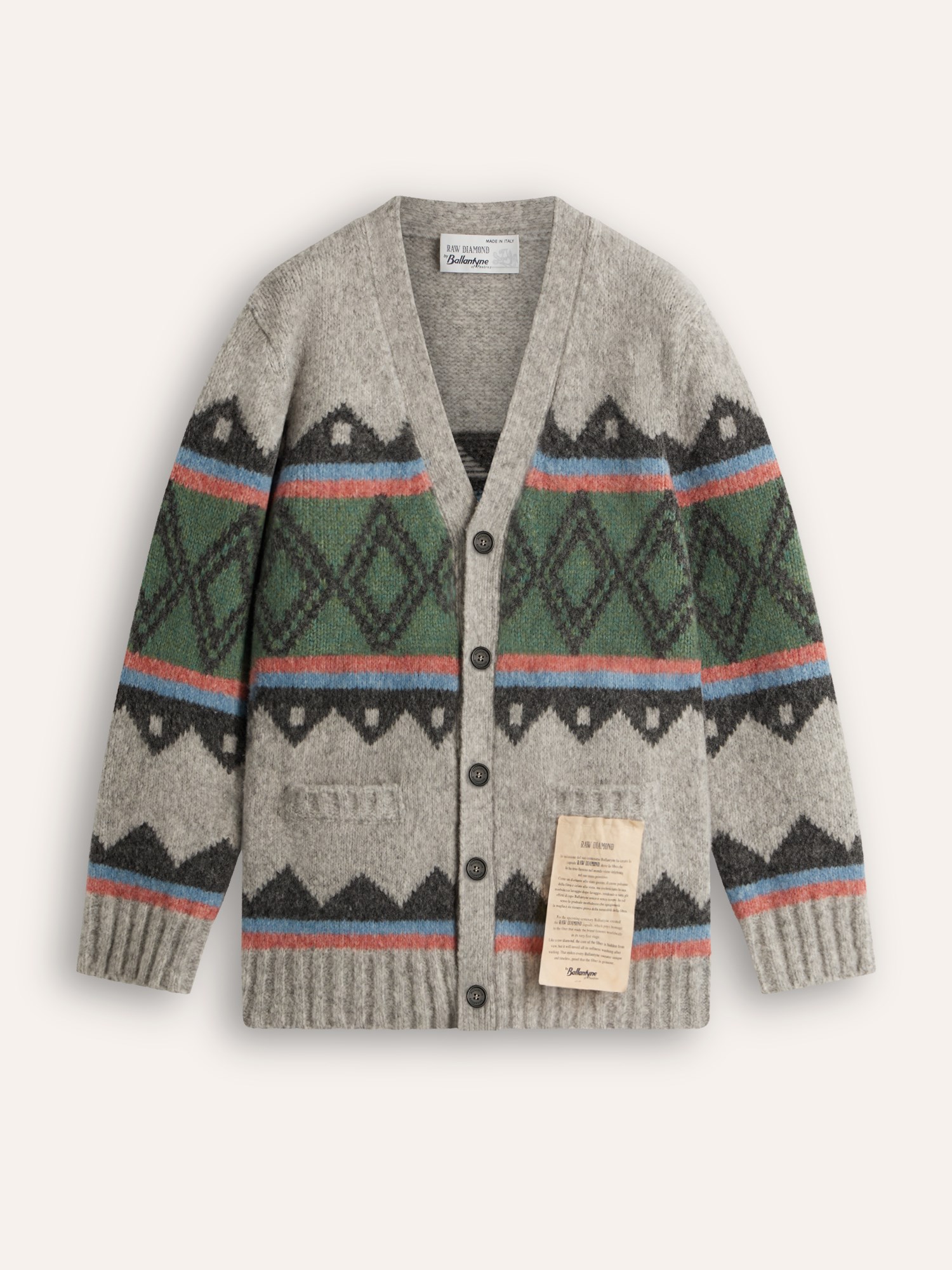 Ballantyne RAW DIAMOND- MENS V-NECK CARDIGAN - COD. B4K233 3W082 95052