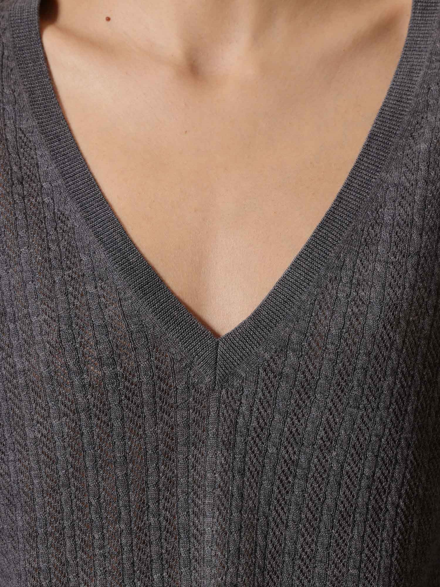 Ballantyne WOMENS V-NECK RIBBED JUMPER IN 100% WOOL - COD. B1P880 16W07 15131
