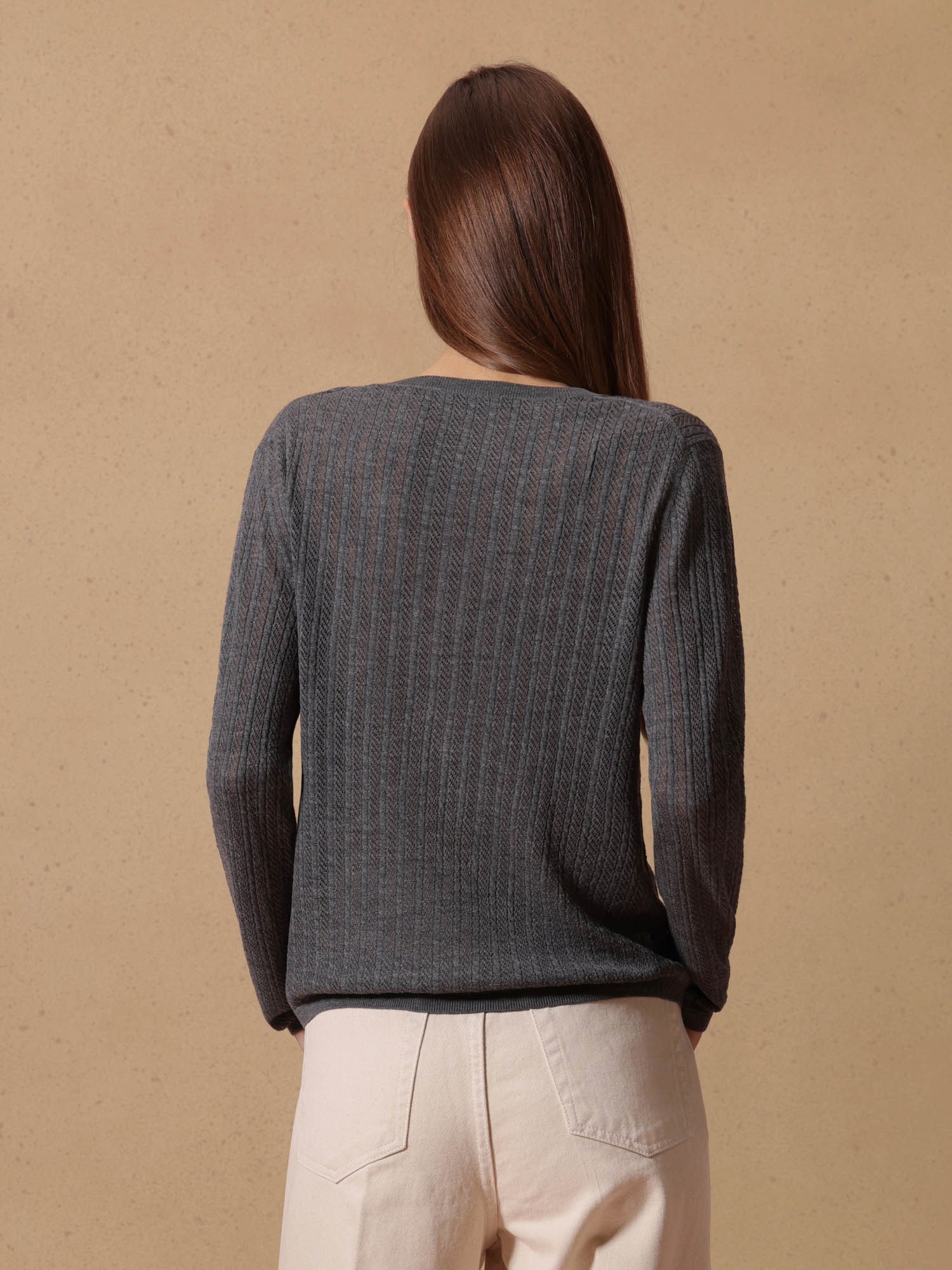 Ballantyne WOMENS V-NECK RIBBED JUMPER IN 100% WOOL - COD. B1P880 16W07 15131
