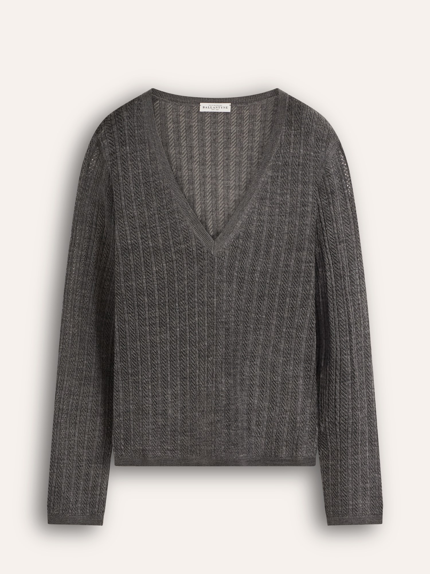 Ballantyne WOMENS V-NECK RIBBED JUMPER IN 100% WOOL - COD. B1P880 16W07 15131