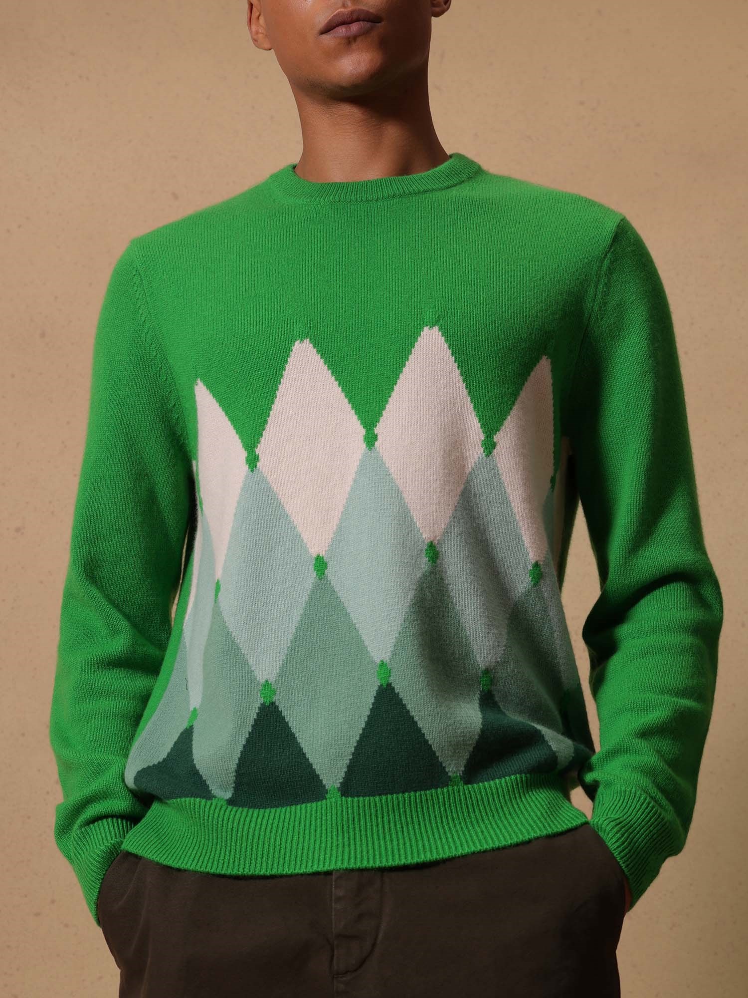 Ballantyne HERREN RUNDHALS-STRICKPULLOVER MIT RAUTENMUSTER AUS 100% KASCHMIR - COD. B2P000 7K0A8 92533